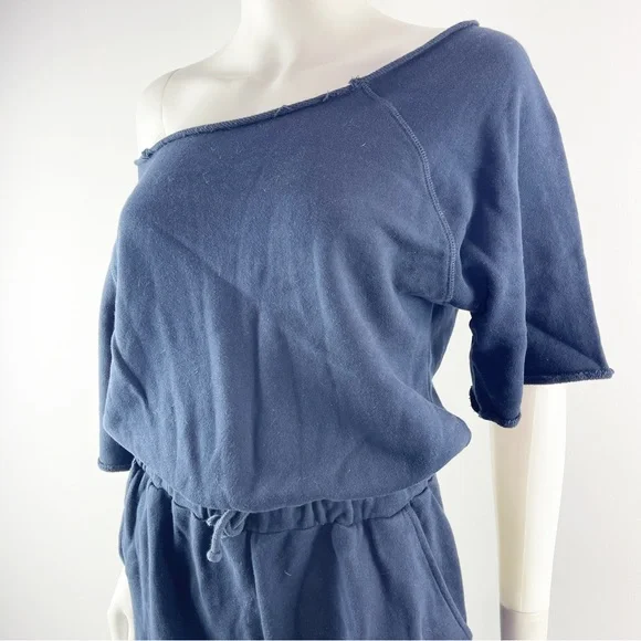 Rodeo Crowns Women's Navy Blue Short Sleeve Off The Shoulder Jumpsuit One Size